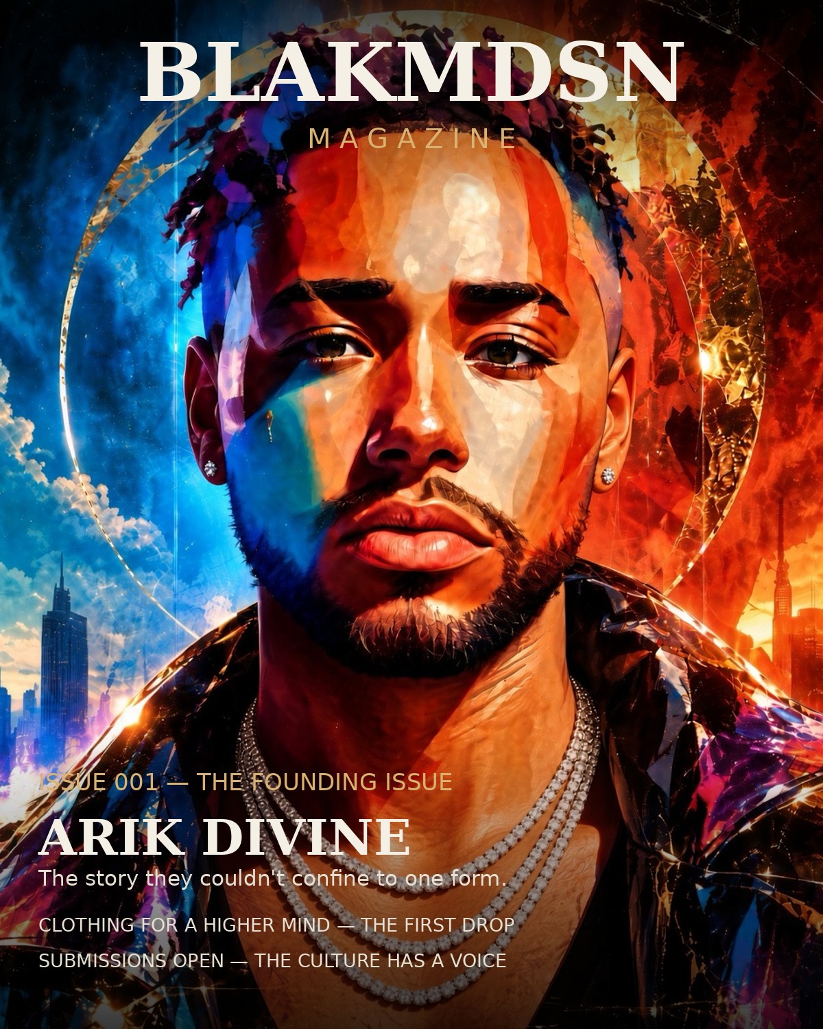 BLAKMDSN Magazine — Issue 001, The Founding Issue, cover featuring Arik Divine